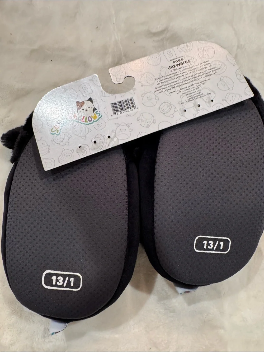 NEW Squishmallows Black Poodle Slippers Size 13/1